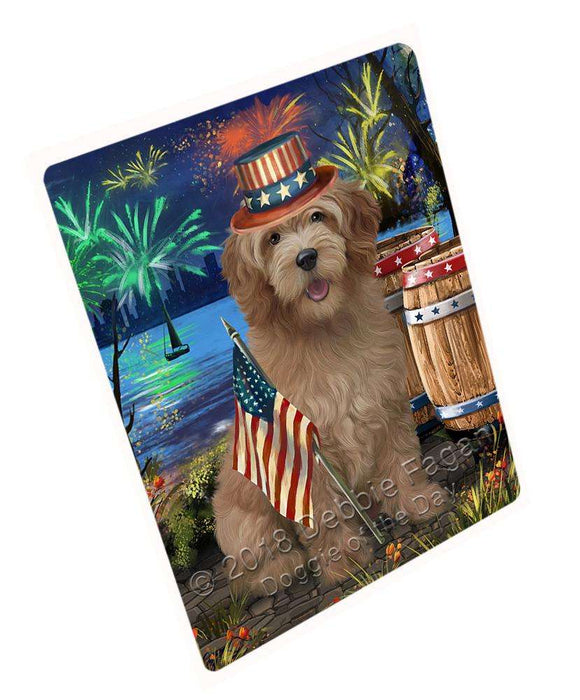 4th of July Independence Day Firework Goldendoodle Dog Cutting Board C66588
