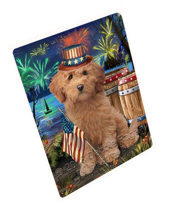 4th of July Independence Day Firework Goldendoodle Dog Cutting Board C66591