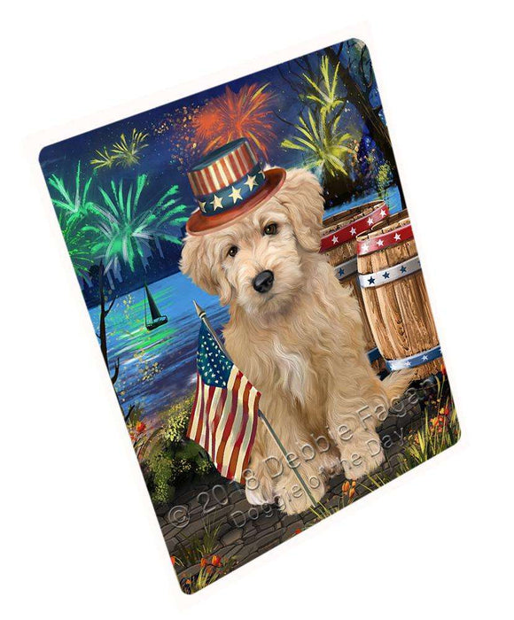 4th of July Independence Day Firework Goldendoodle Dog Cutting Board C66594