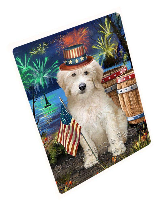 4th of July Independence Day Firework Goldendoodle Dog Cutting Board C66597