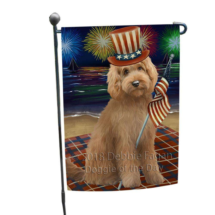 4th of July Independence Day Firework Goldendoodle Dog Garden Flag GFLG52036