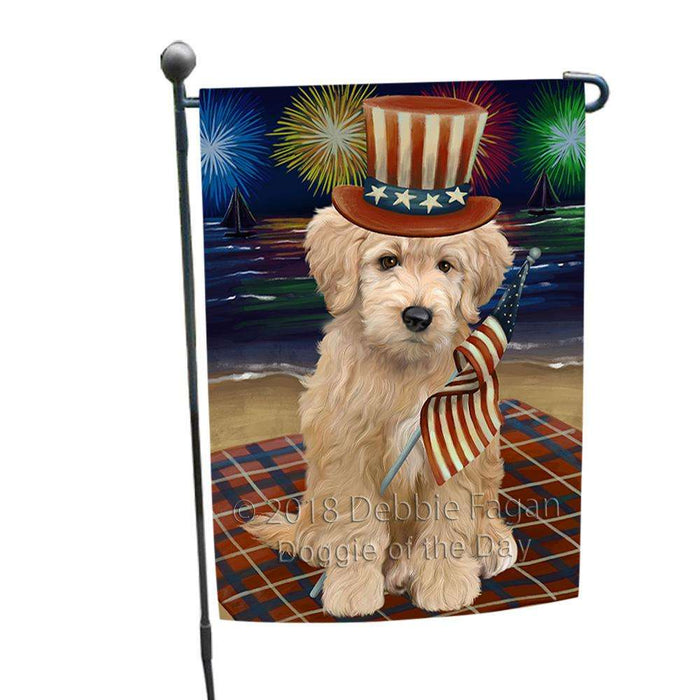 4th of July Independence Day Firework Goldendoodle Dog Garden Flag GFLG52038