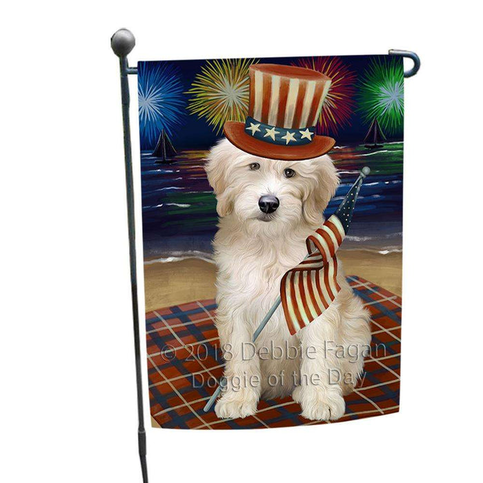 4th of July Independence Day Firework Goldendoodle Dog Garden Flag GFLG52039
