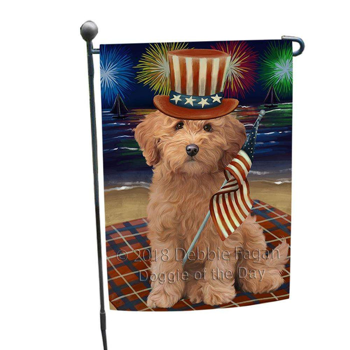 4th of July Independence Day Firework Goldendoodle Dog Garden Flag GFLG52040