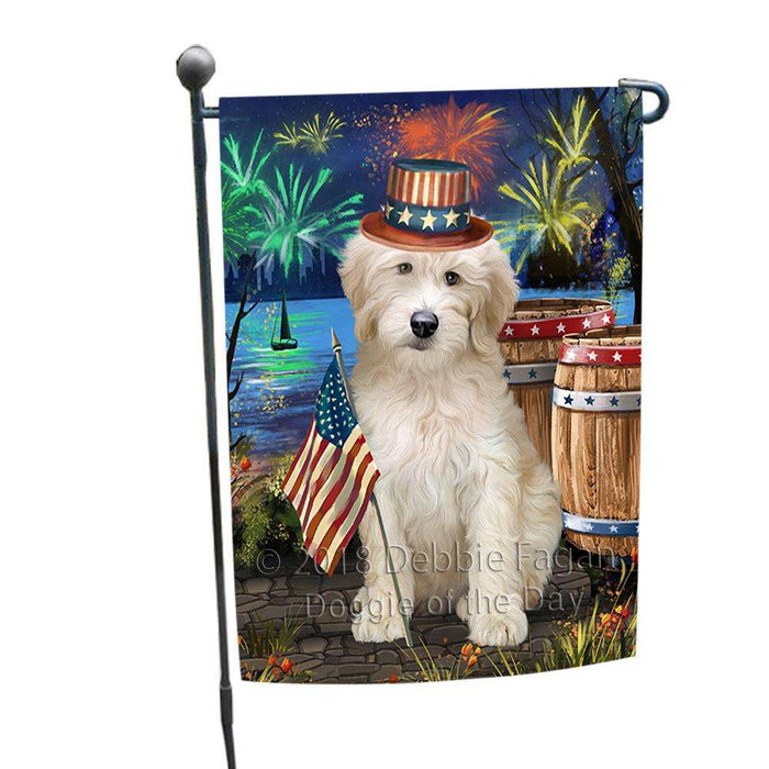 4th of July Independence Day Firework Goldendoodle Dog Garden Flag GFLG54113