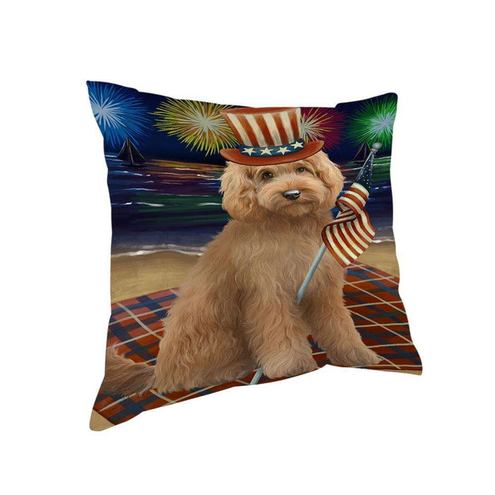 4th of July Independence Day Firework Goldendoodle Dog Pillow PIL64520