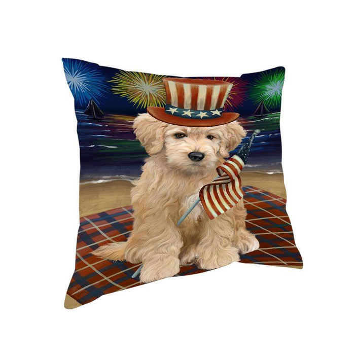 4th of July Independence Day Firework Goldendoodle Dog Pillow PIL64528