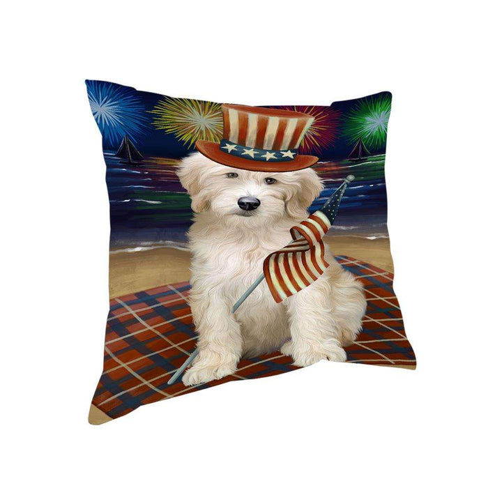 4th of July Independence Day Firework Goldendoodle Dog Pillow PIL64532