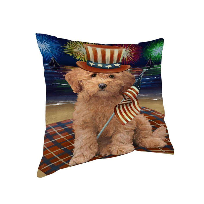 4th of July Independence Day Firework Goldendoodle Dog Pillow PIL64536