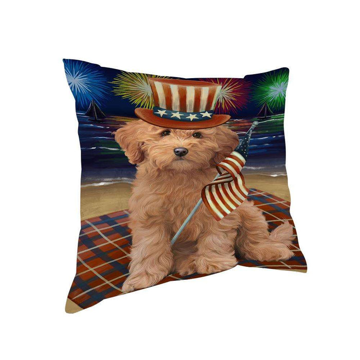 4th of July Independence Day Firework Goldendoodle Dog Pillow PIL65888