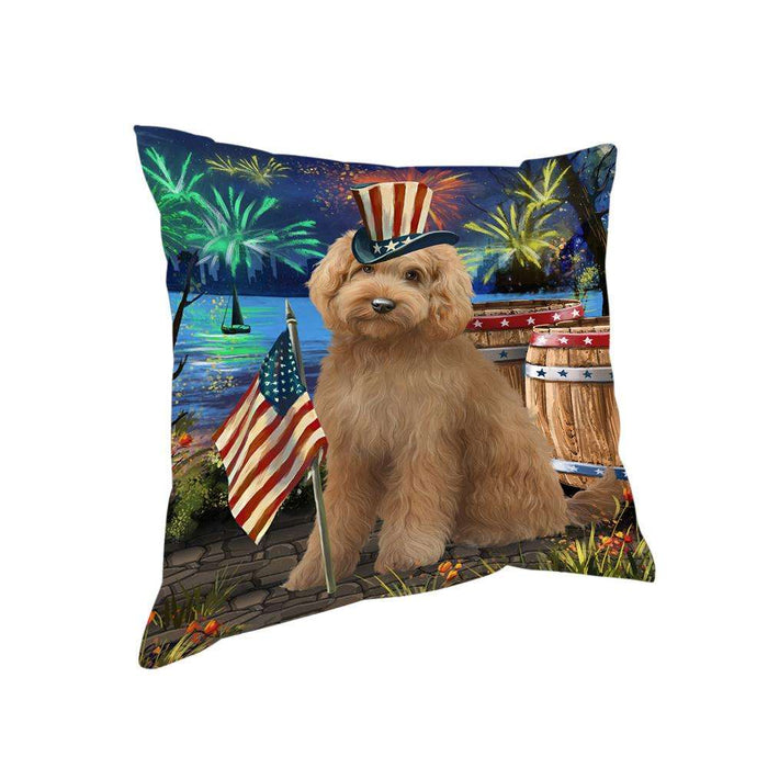 4th of July Independence Day Firework Goldendoodle Dog Pillow PIL72812