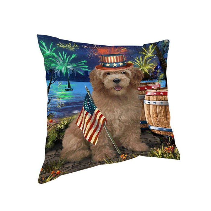 4th of July Independence Day Firework Goldendoodle Dog Pillow PIL72816
