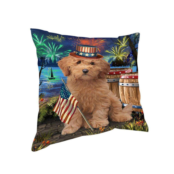 4th of July Independence Day Firework Goldendoodle Dog Pillow PIL72820