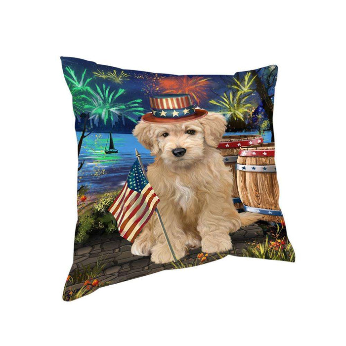 4th of July Independence Day Firework Goldendoodle Dog Pillow PIL72824