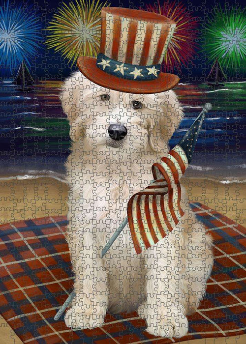 4th of July Independence Day Firework Goldendoodle Dog Puzzle with Photo Tin PUZL61227