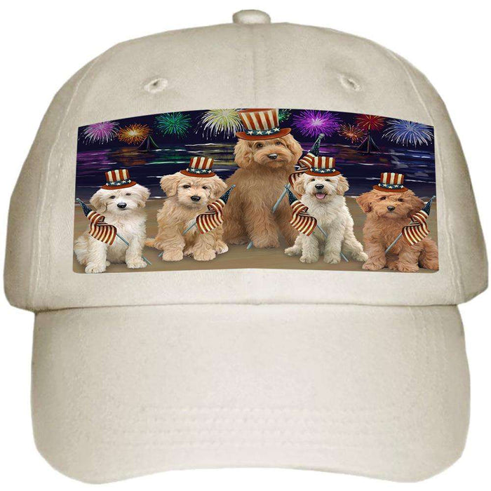 4th of July Independence Day Firework Goldendoodles Dog Ball Hat Cap HAT60009