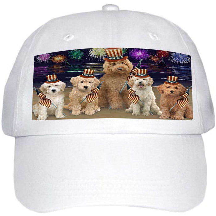 4th of July Independence Day Firework Goldendoodles Dog Ball Hat Cap HAT61023