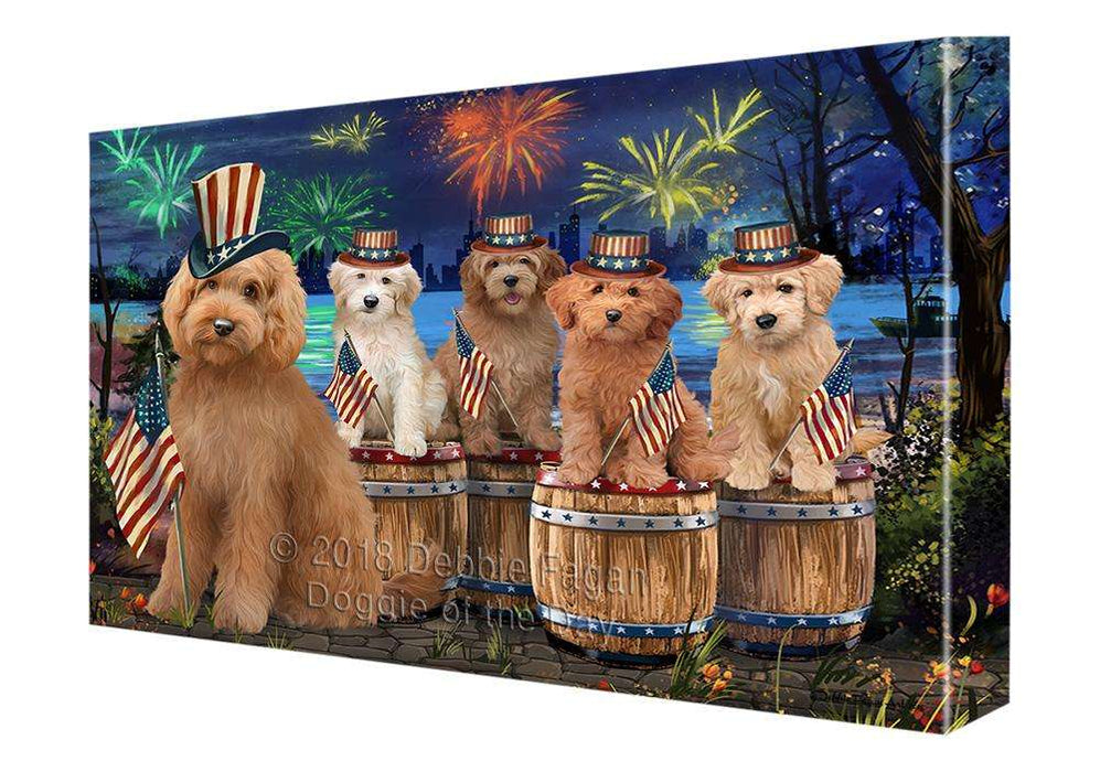4th of July Independence Day Firework Goldendoodles Dog Canvas Print Wall Art Décor CVS104840