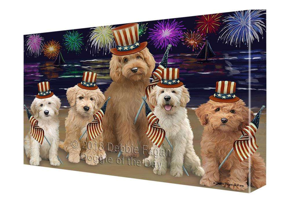 4th of July Independence Day Firework Goldendoodles Dog Canvas Print Wall Art Décor CVS85625