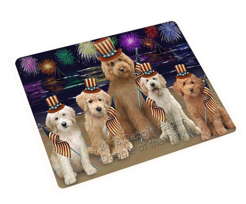 4th of July Independence Day Firework Goldendoodles Dog Cutting Board C60369