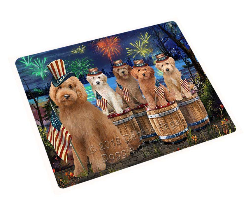 4th of July Independence Day Firework Goldendoodles Dog Cutting Board C66774