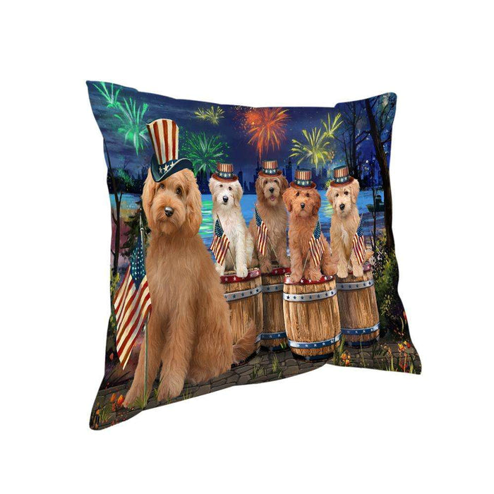 4th of July Independence Day Firework Goldendoodles Dog Pillow PIL73064
