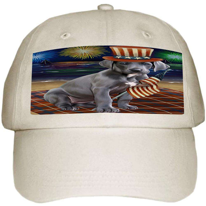 4th of July Independence Day Firework Great Dane Dog Ball Hat Cap HAT50478