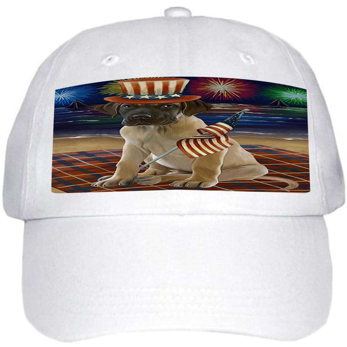4th of July Independence Day Firework Great Dane Dog Ball Hat Cap HAT50481