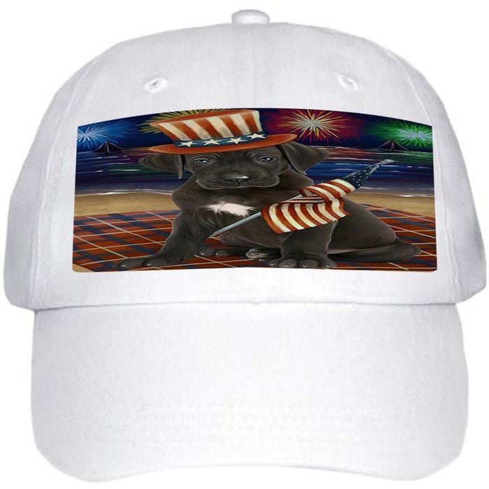 4th of July Independence Day Firework Great Dane Dog Ball Hat Cap HAT50484