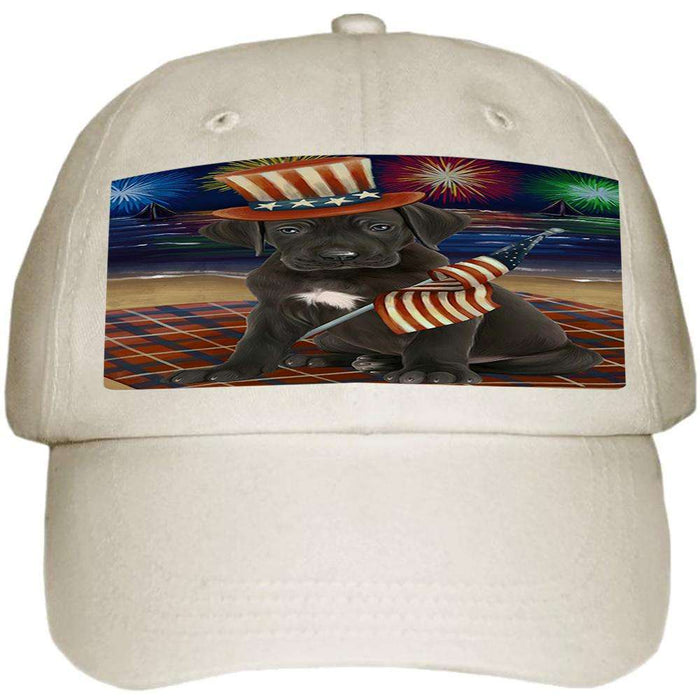 4th of July Independence Day Firework Great Dane Dog Ball Hat Cap HAT50484