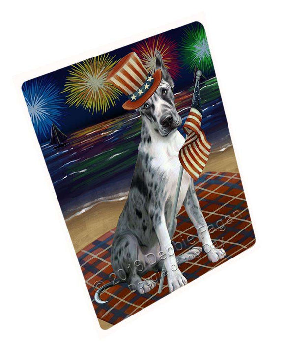 4th of July Independence Day Firework Great Dane Dog Blanket BLNKT55812 (37x57 Sherpa)