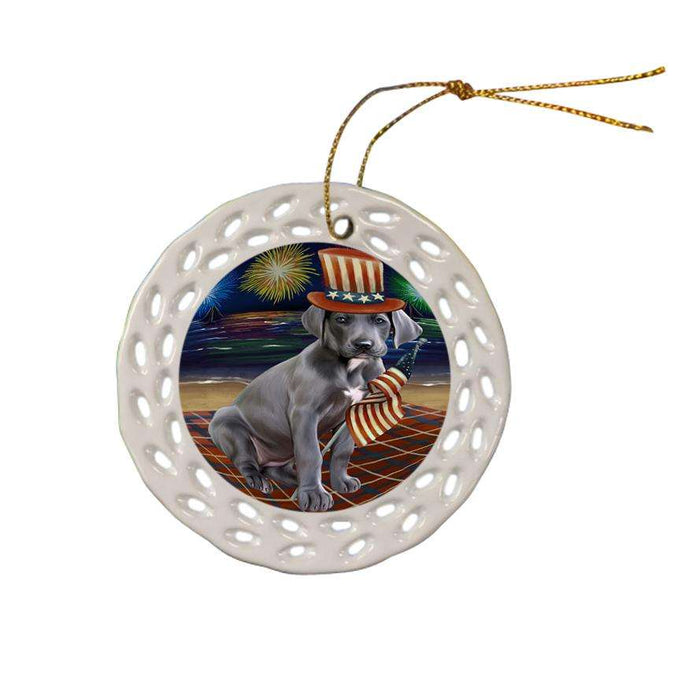 4th of July Independence Day Firework Great Dane Dog Ceramic Doily Ornament DPOR48915