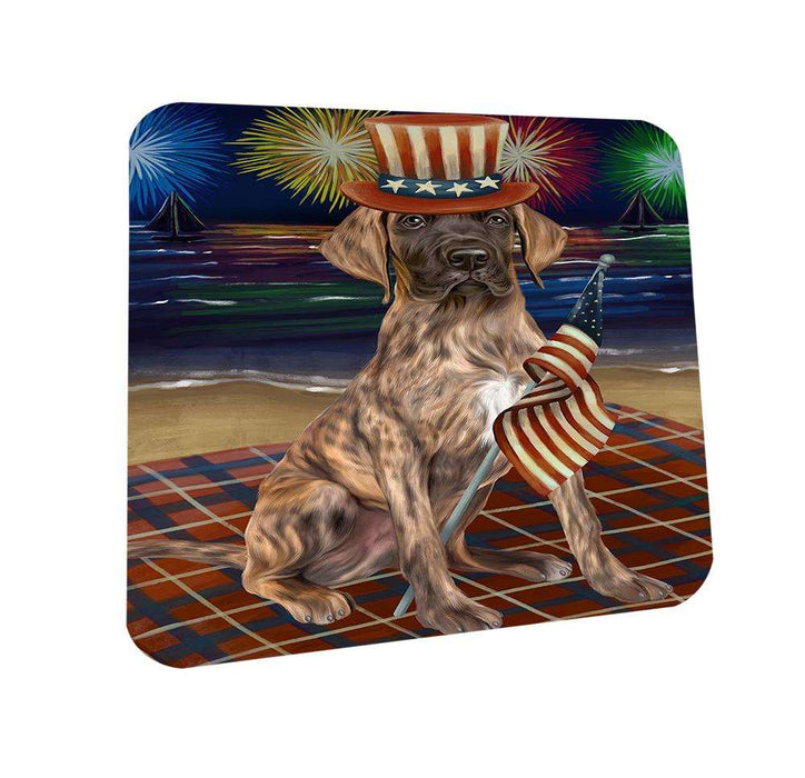 4th of July Independence Day Firework Great Dane Dog Coasters Set of 4 CST48873