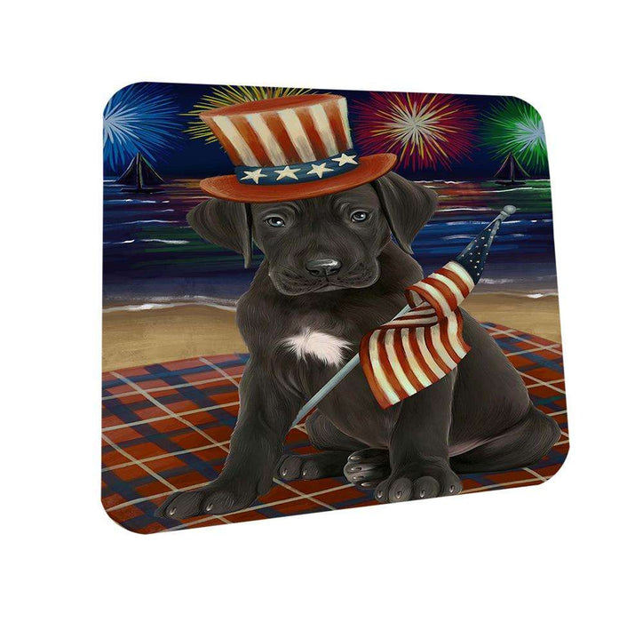 4th of July Independence Day Firework Great Dane Dog Coasters Set of 4 CST48876