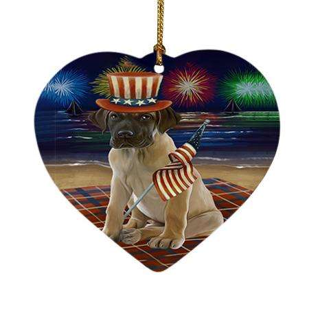 4th of July Independence Day Firework Great Dane Dog Heart Christmas Ornament HPOR48916