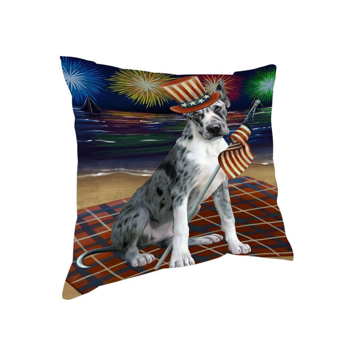 4th of July Independence Day Firework Great Dane Dog Pillow PIL51504