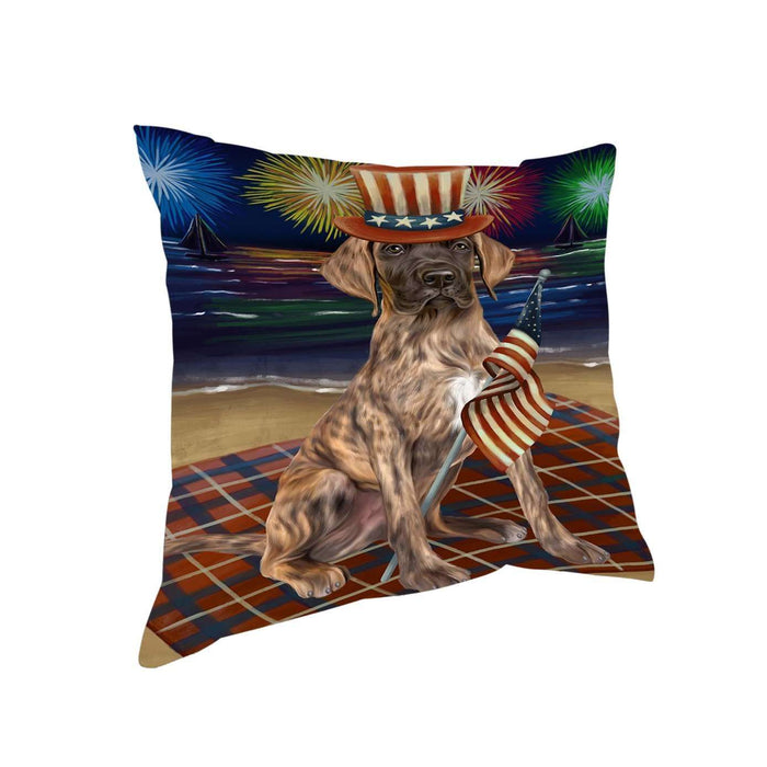 4th of July Independence Day Firework Great Dane Dog Pillow PIL51512