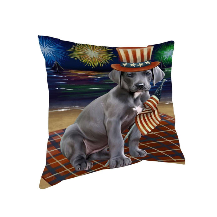 4th of July Independence Day Firework Great Dane Dog Pillow PIL51516