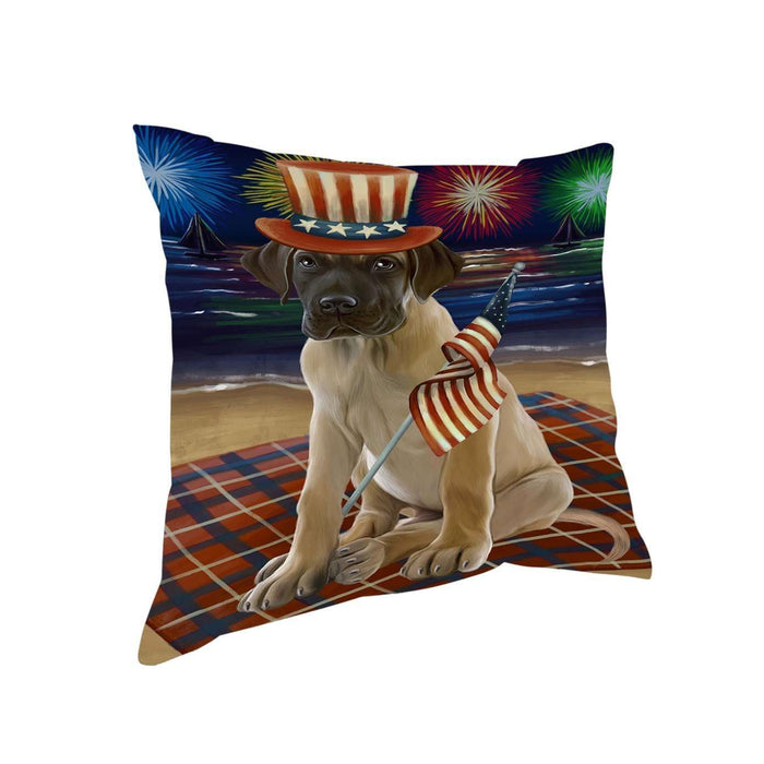 4th of July Independence Day Firework Great Dane Dog Pillow PIL51520