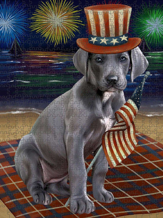 4th of July Independence Day Firework Great Dane Dog Puzzle with Photo Tin PUZL50928