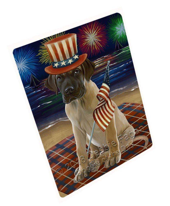 4th of July Independence Day Firework Great Dane Dog Tempered Cutting Board C50616