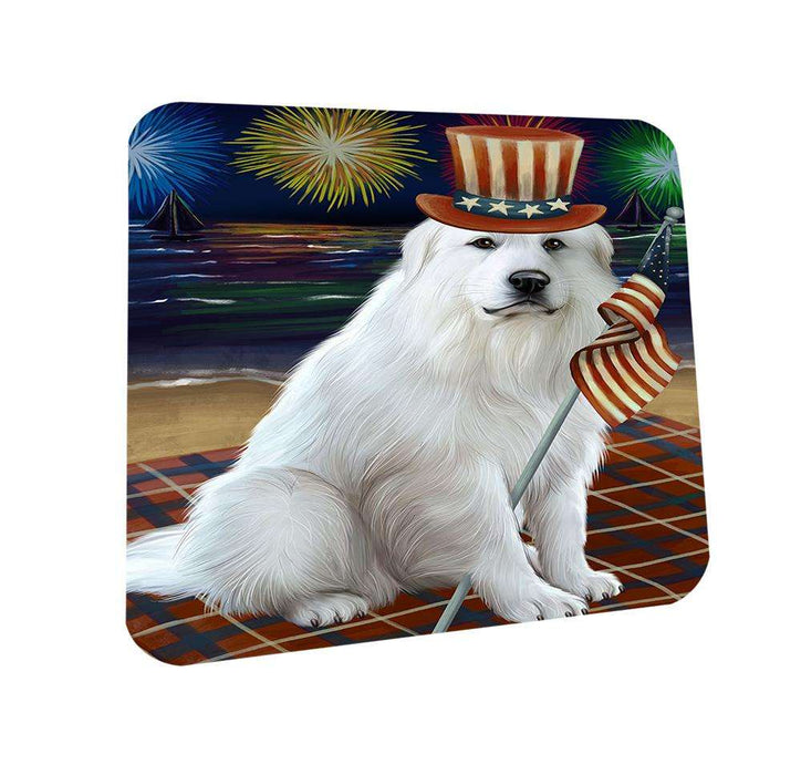 4th of July Independence Day Firework Great Pyrenee Dog Coasters Set of 4 CST52393