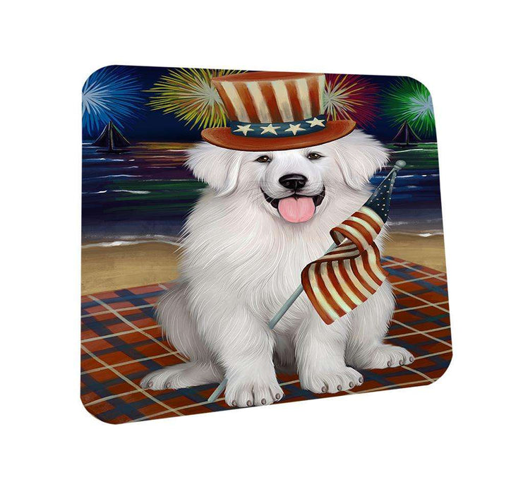 4th of July Independence Day Firework Great Pyrenee Dog Coasters Set of 4 CST52395