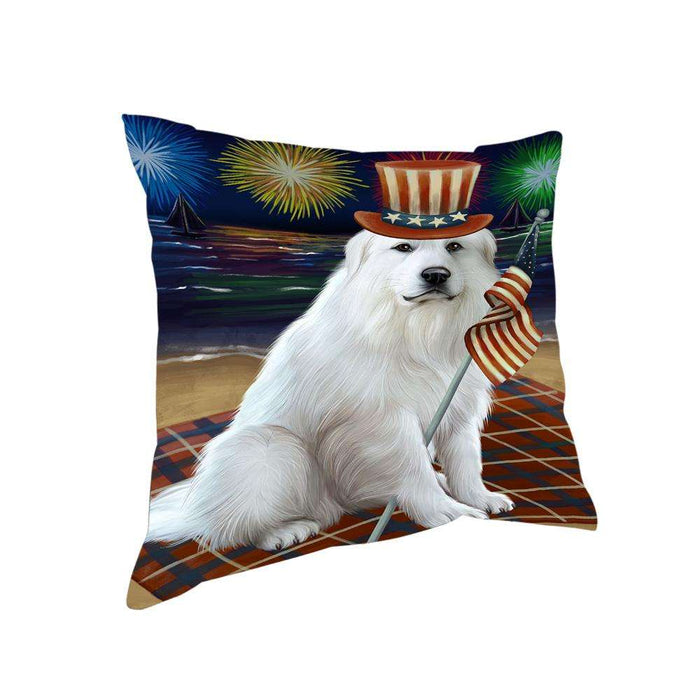 4th of July Independence Day Firework Great Pyrenee Dog Pillow PIL64540
