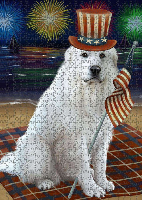 4th of July Independence Day Firework Great Pyrenee Dog Puzzle with Photo Tin PUZL61233