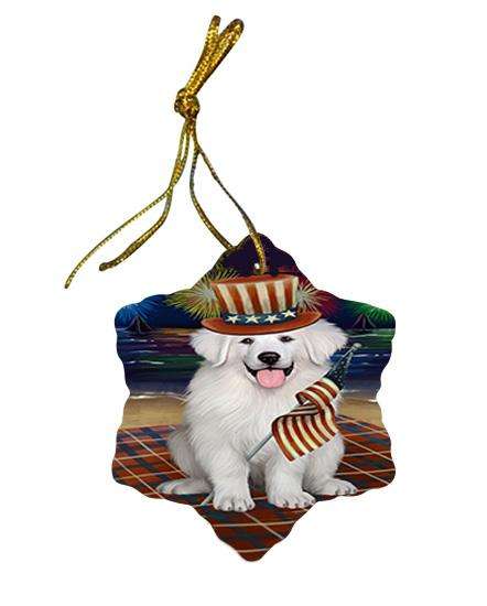 4th of July Independence Day Firework Great Pyrenee Dog Star Porcelain Ornament SPOR52427