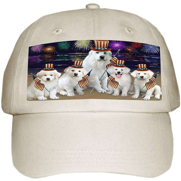 4th of July Independence Day Firework Great Pyrenees Dog Ball Hat Cap HAT60024