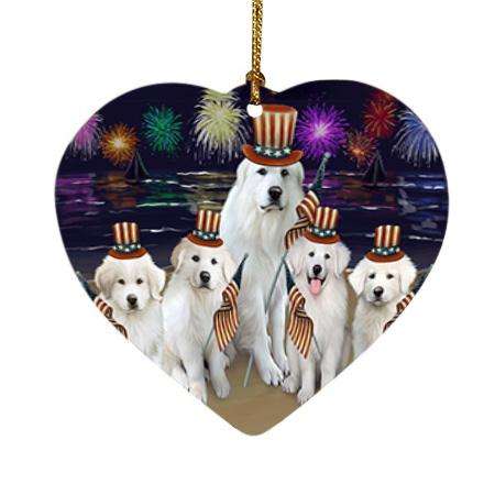 4th of July Independence Day Firework Great Pyrenees Dog Heart Christmas Ornament HPOR52045