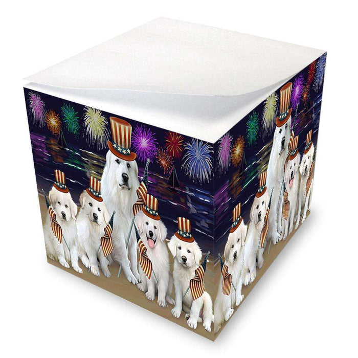 4th of July Independence Day Firework Great Pyrenees Dog Note Cube NOC52045