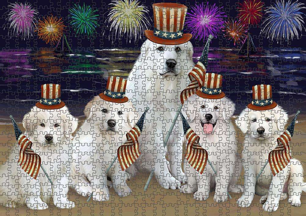 4th of July Independence Day Firework Great Pyrenees Dog Puzzle with Photo Tin PUZL61236